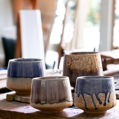 Handmade glazed antique "Frothy Beer" cup - 150mL - Crafty-Clayworks