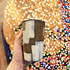 Artistic handmade "Earthsong Patchwork" cup - 300mL - Crafty-Clayworks
