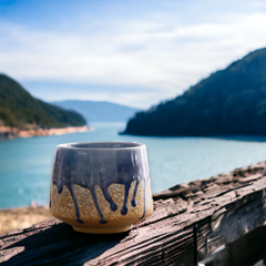 Handmade glazed antique "Teary Eyes" cup - 150mL - Crafty-Clayworks