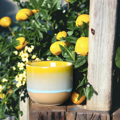 Handmade half glazed "Lemon Meringue Delight" cup - 150mL - Crafty-Clayworks