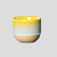 Handmade half glazed "Lemon Meringue Delight" cup - 150mL - Crafty-Clayworks