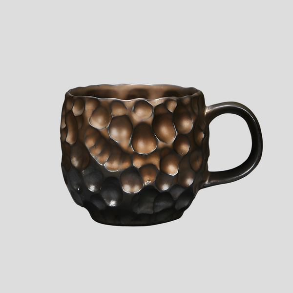 Handmade rough and glazed "Bronze Ore" mug - 300mL - Crafty-Clayworks