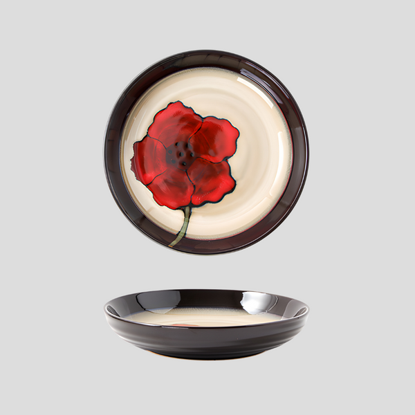 Hand-painted nature inspired "Botanical Bliss" deep plate - Crafty-Clayworks