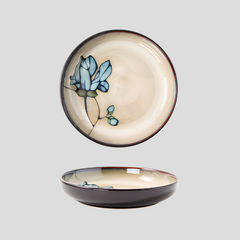 Hand-painted nature inspired "Botanical Bliss" deep plate - Crafty-Clayworks