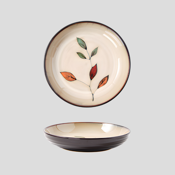 Hand-painted nature inspired "Botanical Bliss" deep plate - Crafty-Clayworks