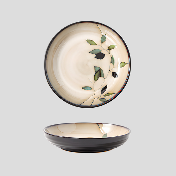 Hand-painted nature inspired "Botanical Bliss" deep plate - Crafty-Clayworks