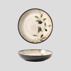 Hand-painted nature inspired "Botanical Bliss" deep plate - Crafty-Clayworks