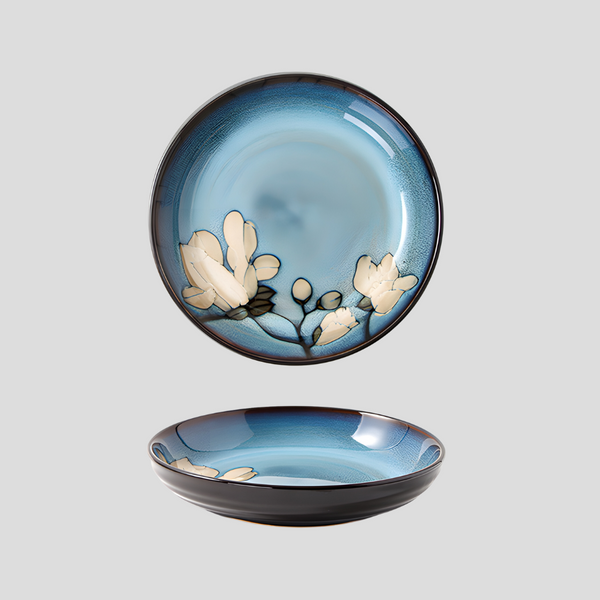 Hand-painted nature inspired "Botanical Bliss" deep plate - Crafty-Clayworks