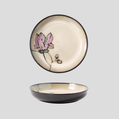 Hand-painted nature inspired "Botanical Bliss" deep plate - Crafty-Clayworks