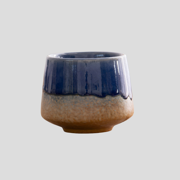 Handmade glazed antique "Kiln Turned Blue" cup - 150mL - Crafty-Clayworks