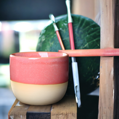 Handmade half glazed "Watermelon Wonder" cup - 150mL - Crafty-Clayworks