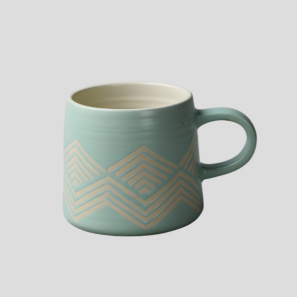 Handmade glazed "Jungle Geometry" mug - 13.5oz