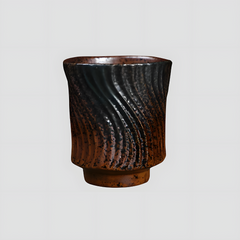 Handmade round black and brown "ZiggyZaggy" cup - 5oz