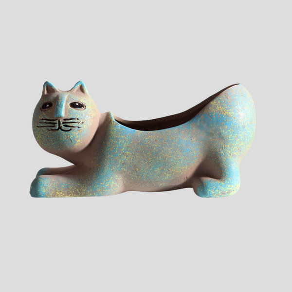 Handmade abstract and artistic "Whisker Wonderland" flowerpot - Crafty-Clayworks