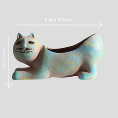 Handmade abstract and artistic "Whisker Wonderland" flowerpot - Crafty-Clayworks