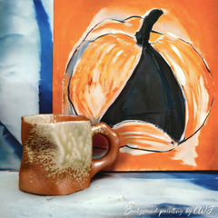 Handmade artistic and uneven "Autumn Harvest" mug - 300mL - Crafty-Clayworks