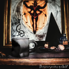 Handmade artistic and uneven "Black Magic" mug - 300mL - Crafty-Clayworks