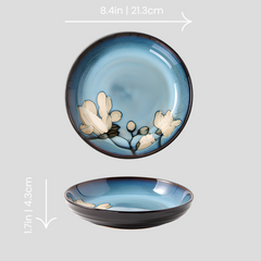 Hand-painted nature inspired "Botanical Bliss" deep plate - Crafty-Clayworks