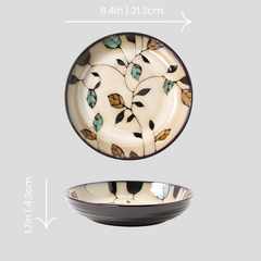 Hand-painted nature inspired "Botanical Bliss" deep plate - Crafty-Clayworks