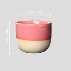 Handmade half glazed "Watermelon Wonder" cup - 150mL - Crafty-Clayworks