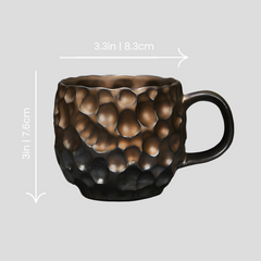 Handmade rough and glazed "Bronze Ore" mug - 300mL - Crafty-Clayworks