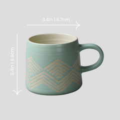 Handmade glazed "Jungle Geometry" mug - 13.5oz