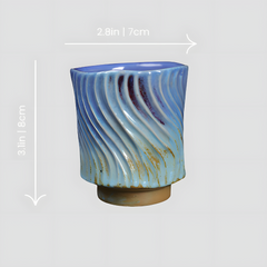 Handmade round blue "ZiggyZaggy" cup - 5oz