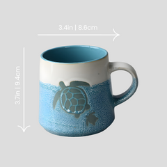 Handmade glazed "Turtle Tenderness" mug - 15oz