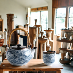 Handmade Japanese traditional "Ocean Waves - 海の波" cup - 200mL - Crafty-Clayworks