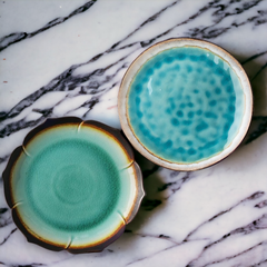 Large handmade uneven "Ice Queen" serving platter - Crafty-Clayworks