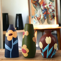 Handmade nordic inspired abstract "Bold Blossom Containers" vase - Crafty-Clayworks