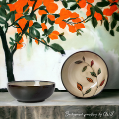 Hand-painted nature inspired "Botanical Bliss" bowl - Crafty-Clayworks