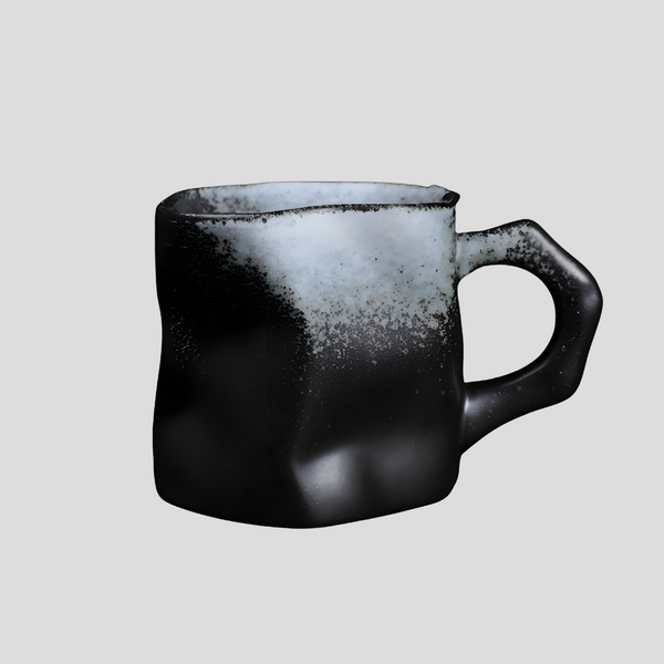 Handmade artistic and uneven "Black Magic" mug - 300mL - Crafty-Clayworks