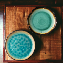 Handmade fission glazed ceramic "Lotus" plate - Crafty-Clayworks