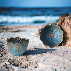 Small handmade artistic "Color Lotus" bowl - Crafty-Clayworks