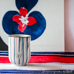 Hand-painted artistic "Summer Rain" cup - 180mL - Crafty-Clayworks