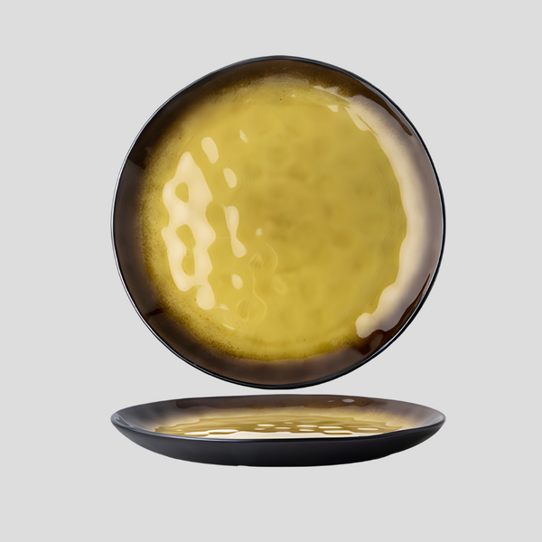 Handmade artistic and glazed "Gilded Sunburst" serving platter - Crafty-Clayworks