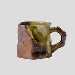 Handmade artistic and uneven "Caramel Machiatto" mug - 300mL - Crafty-Clayworks