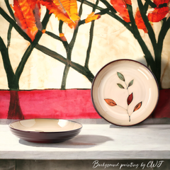 Hand-painted nature inspired "Botanical Bliss" deep plate - Crafty-Clayworks