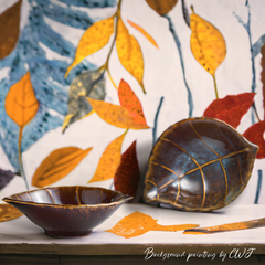 Handmade artistic "October Leaf" bowl - Crafty-Clayworks