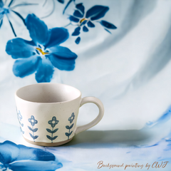 Handmade northern inspired "Sapphire Flowerbed" mug - 360mL - Crafty-Clayworks