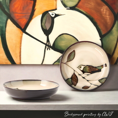 Hand-painted nature inspired "Botanical Bliss" deep plate - Crafty-Clayworks