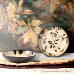 Hand-painted nature inspired "Botanical Bliss" deep plate - Crafty-Clayworks
