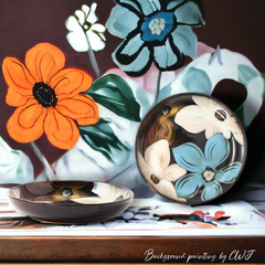 Hand-painted nature inspired "Botanical Bliss" deep plate - Crafty-Clayworks