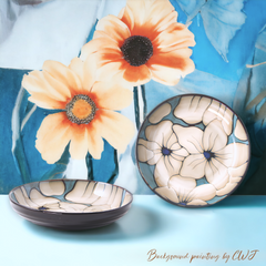 Hand-painted nature inspired "Botanical Bliss" deep plate - Crafty-Clayworks