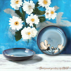 Hand-painted nature inspired "Botanical Bliss" deep plate - Crafty-Clayworks