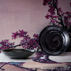 Handmade Japanese traditional "Midnight - 夜中" deep plate - Crafty-Clayworks