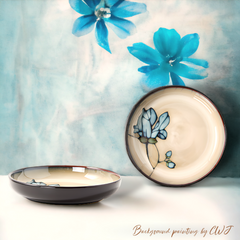 Hand-painted nature inspired "Botanical Bliss" deep plate - Crafty-Clayworks