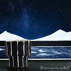 Handmade short nordic-inspired "Snowflake Monochrome" vase