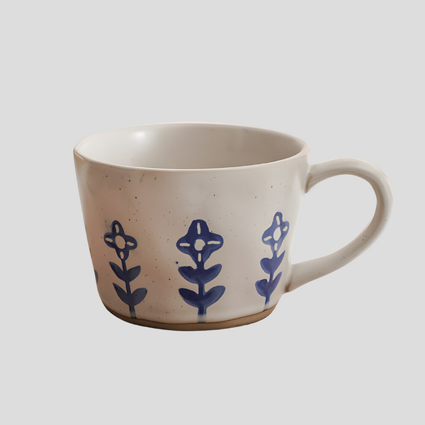 Handmade northern inspired "Sapphire Flowerbed" mug - 360mL - Crafty-Clayworks